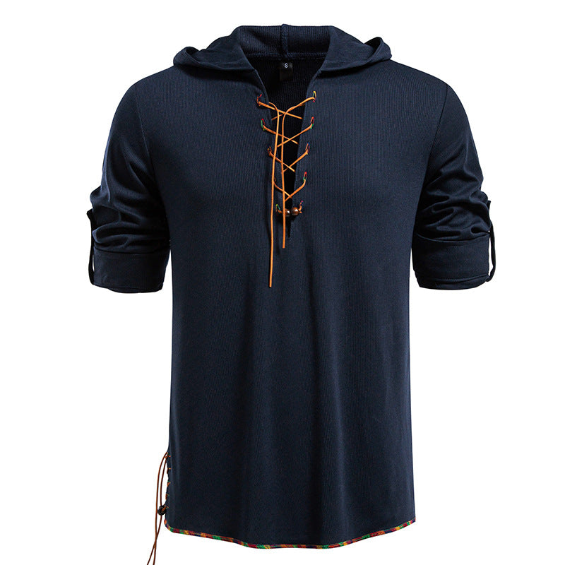 Herren lässiges Hoodie mit dekorativer Schnürung ModeGeist