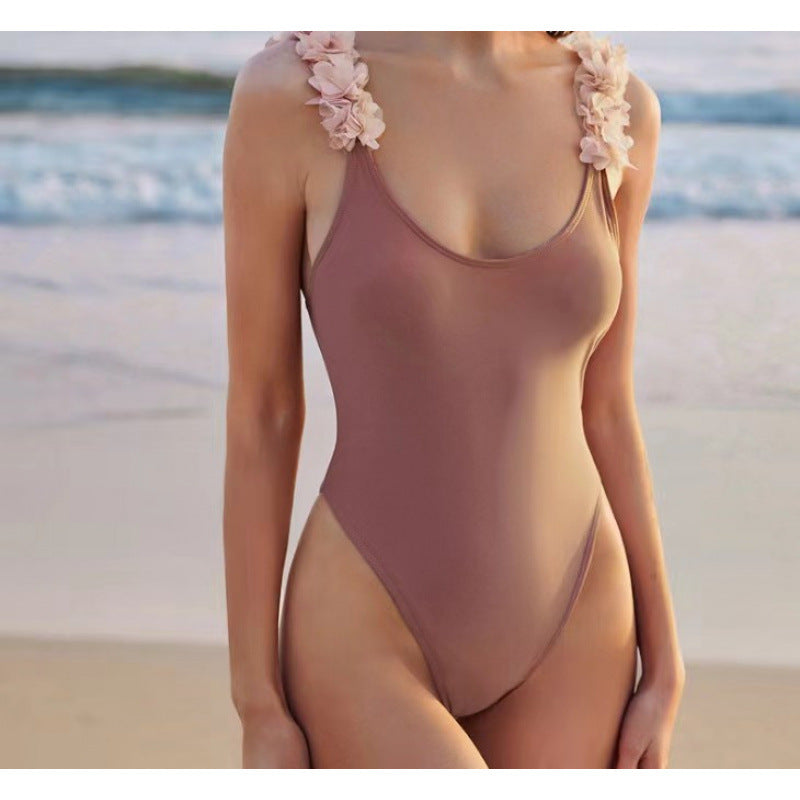 Eleganter Damen Badeanzug mit Blumen Trägern von MODEGEIST