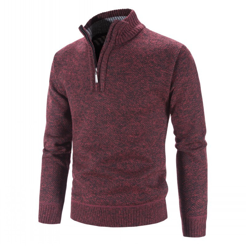 Herren modischer Strickpullover mit halbem Reißverschluss und strukturiertem Design ModeGeist