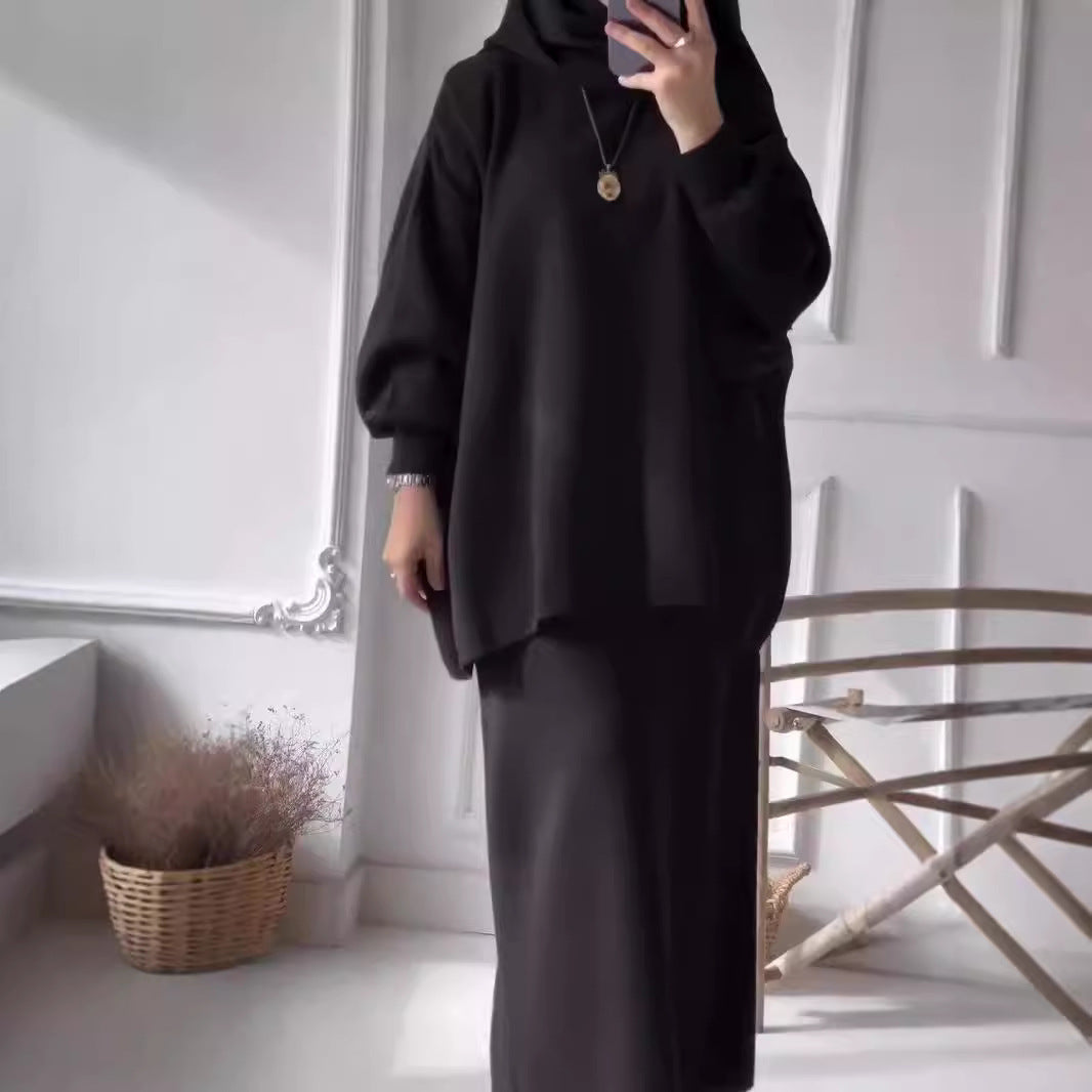 Damen Freizeitliches Strick-Set mit weitem Oberteil und schmaler Rock-Passform ModeGeist