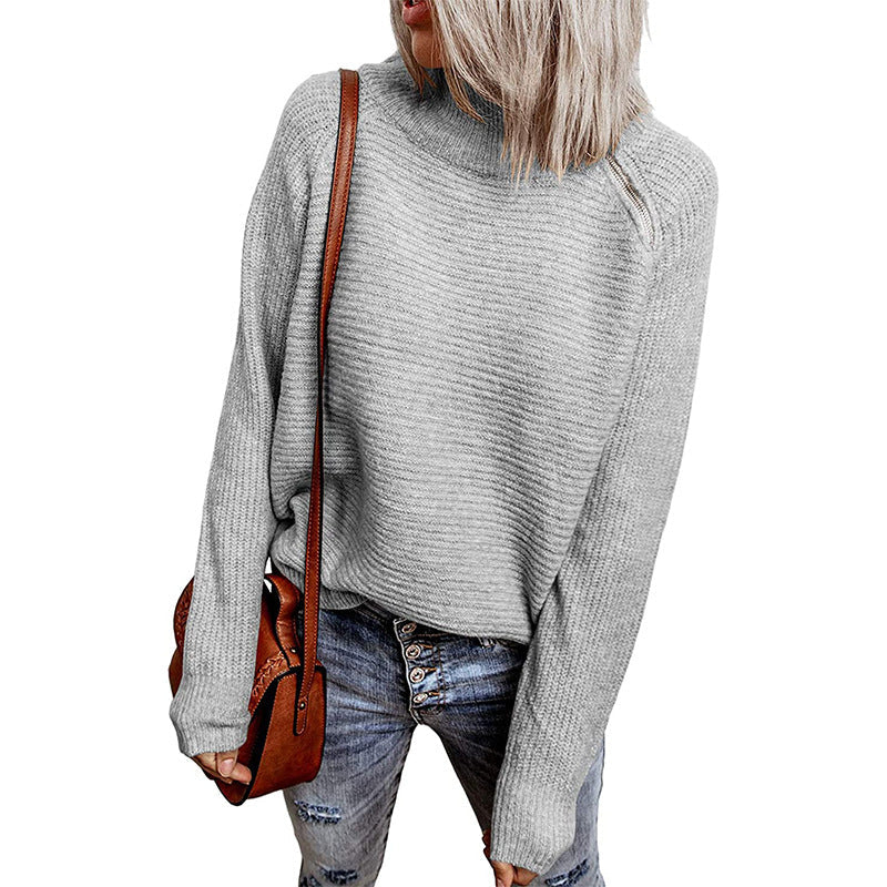 Damen trendiger oversize Pullover mit stylischem Stehkragen und angeschnittenen Ärmeln ModeGeist