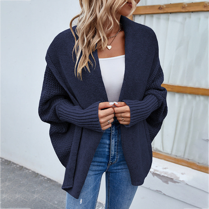 Damen Strickjacke mit offenem Schnitt und voluminösen Ärmeln ModeGeist