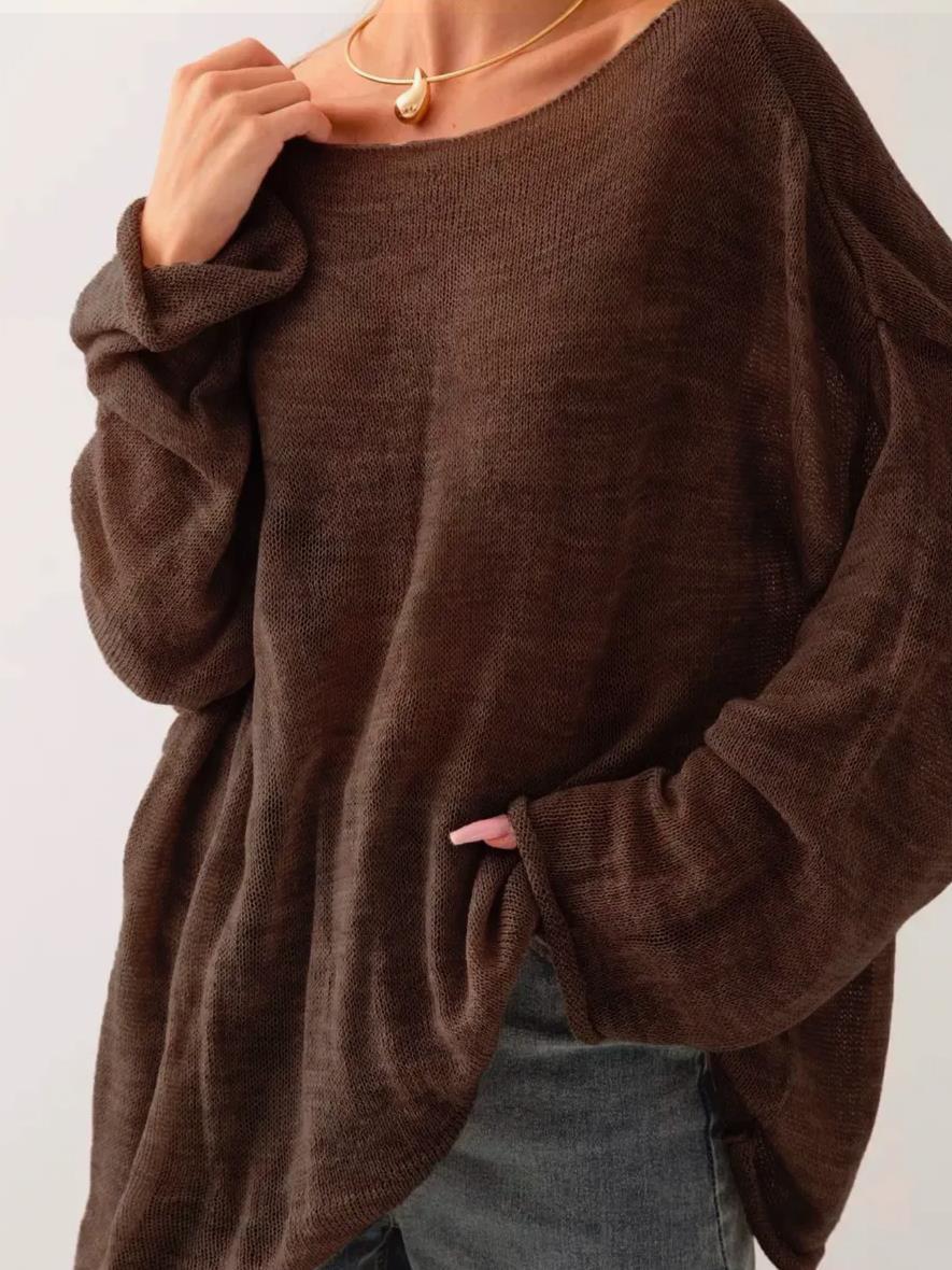 Damen luftiger Oversize-Strickpullover mit weitem Schnitt und transparentem Gewebe ModeGeist