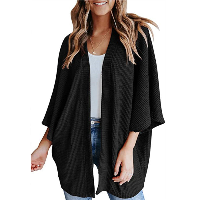 Damen lässiger Strickjacke im Waffelmuster ModeGeist