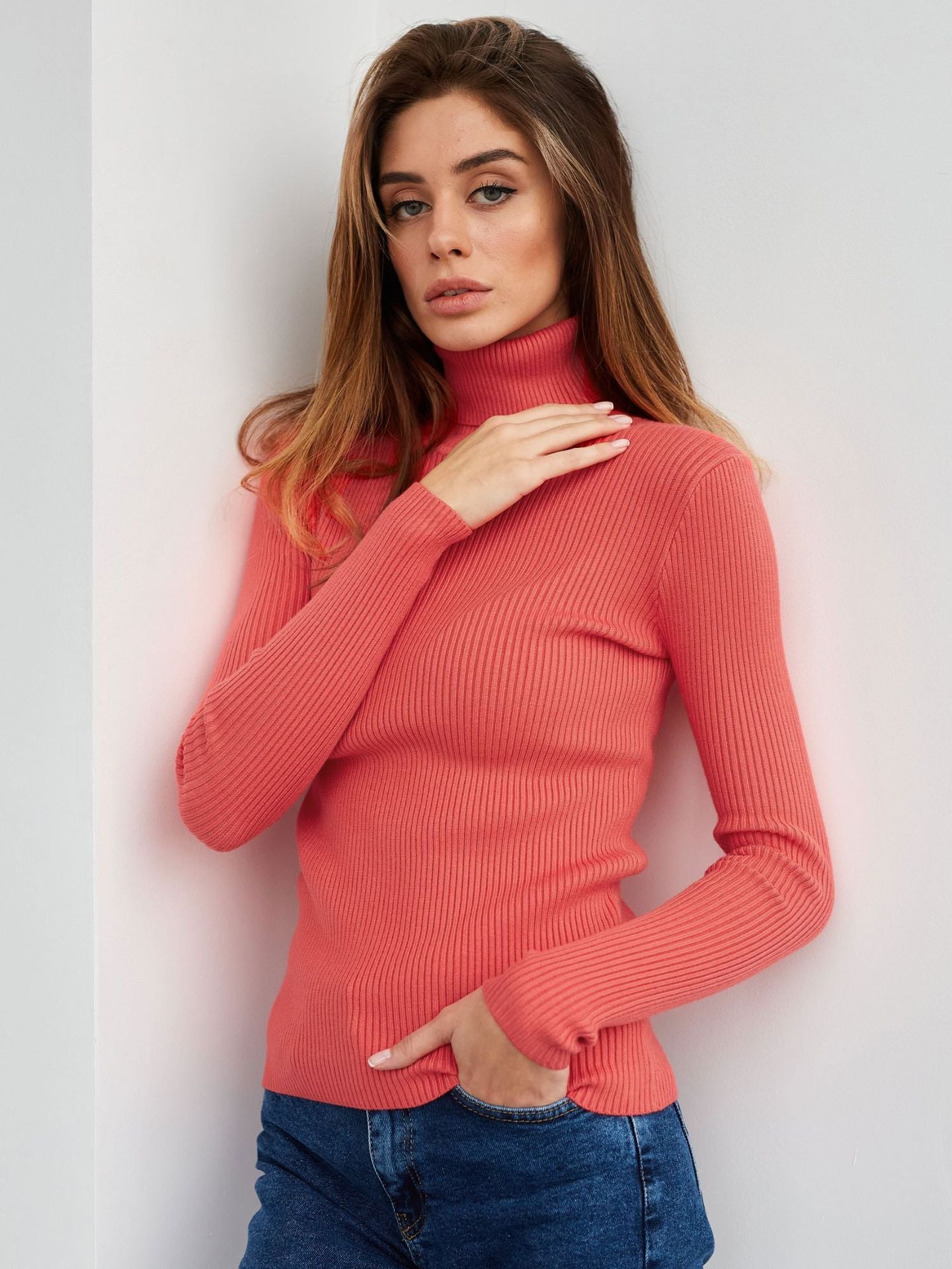 Damen Rollkragenpullover mit geripptem Design und lässigem Schnitt ModeGeist