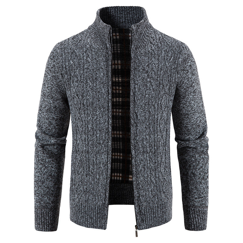 Herren Strickjacke mit hochschließendem Kragen und strukturiertem Design ModeGeist