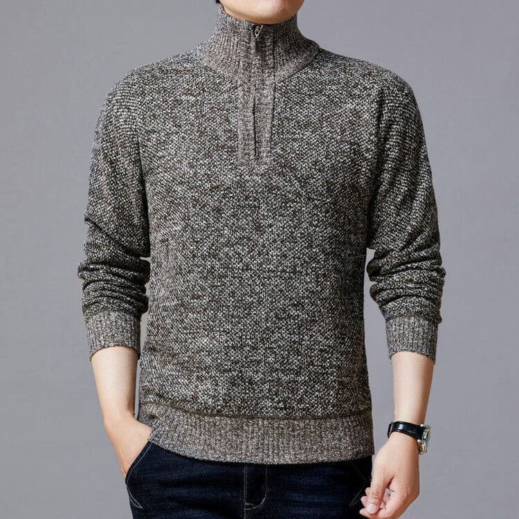 Herren Strickpullover mit modernem Stehkragen und strukturierter Oberfläche ModeGeist