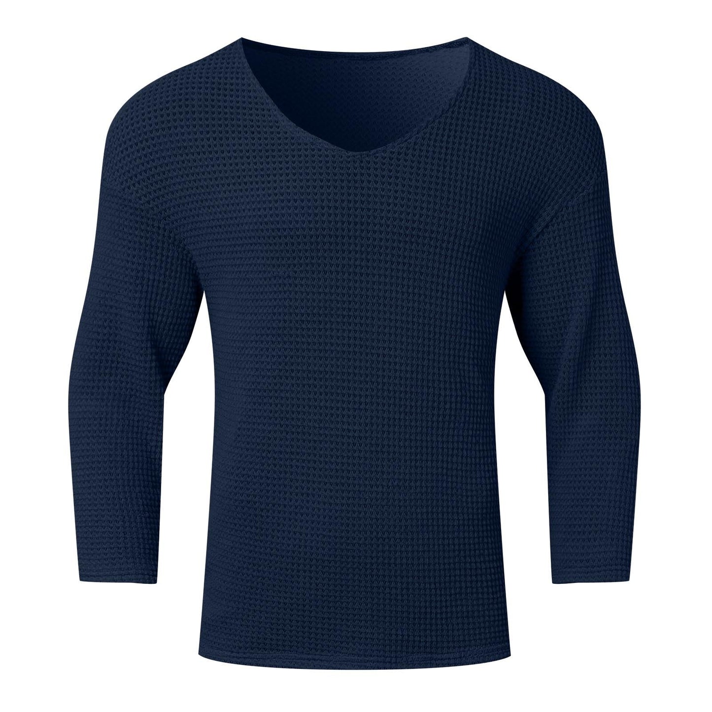Herren Waffelstruktur V-Ausschnitt Langarmshirt ModeGeist