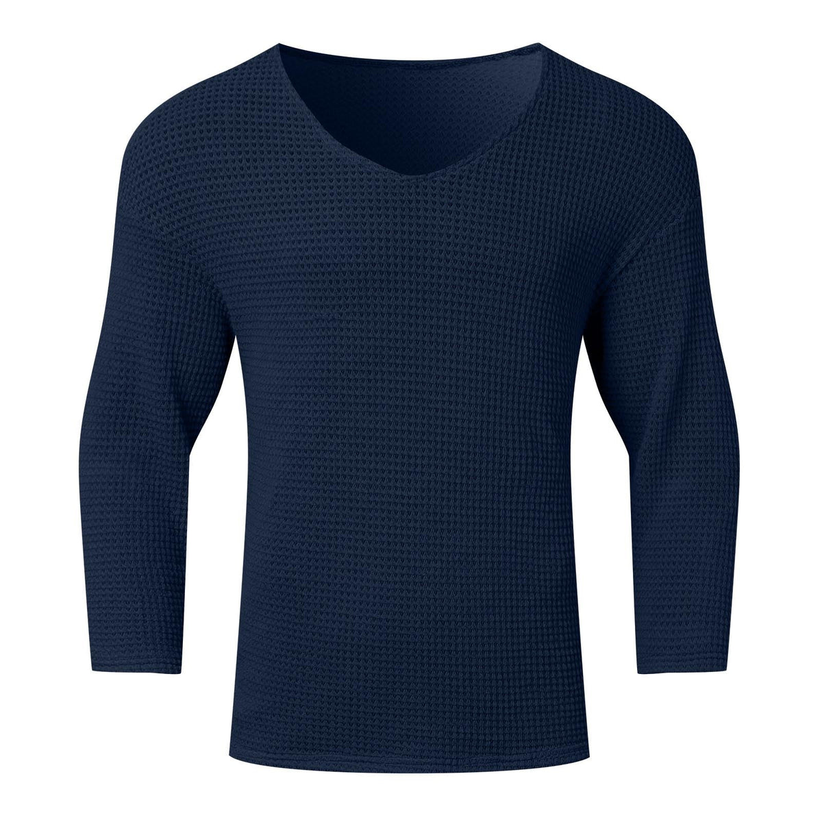 Herren Waffelstruktur V-Ausschnitt Langarmshirt ModeGeist