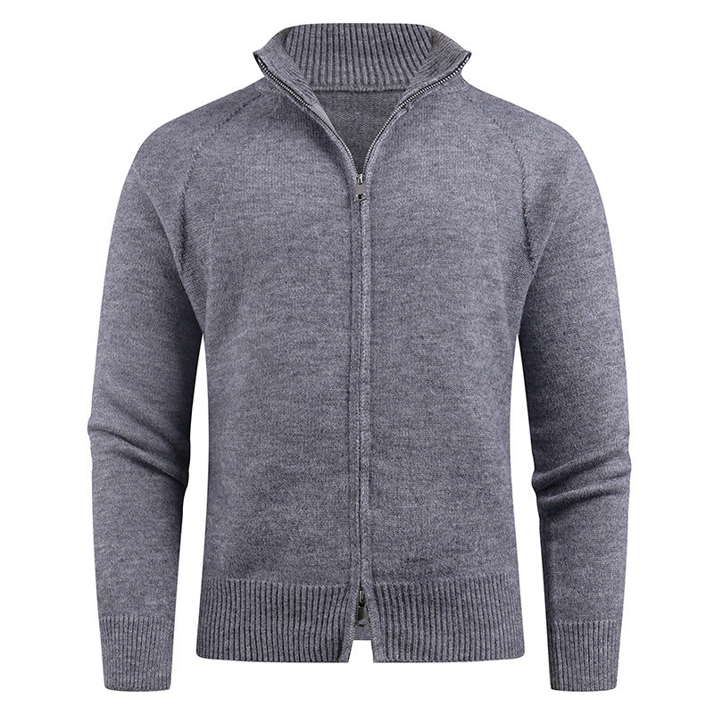 Herren hochwertige Strickjacke mit modernem Reißverschluss und hochgezogenem Kragen ModeGeist