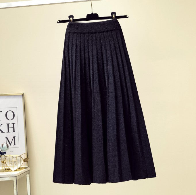 Damen Plissierter Maxi-Rock aus hochwertigem Strickstoff ModeGeist