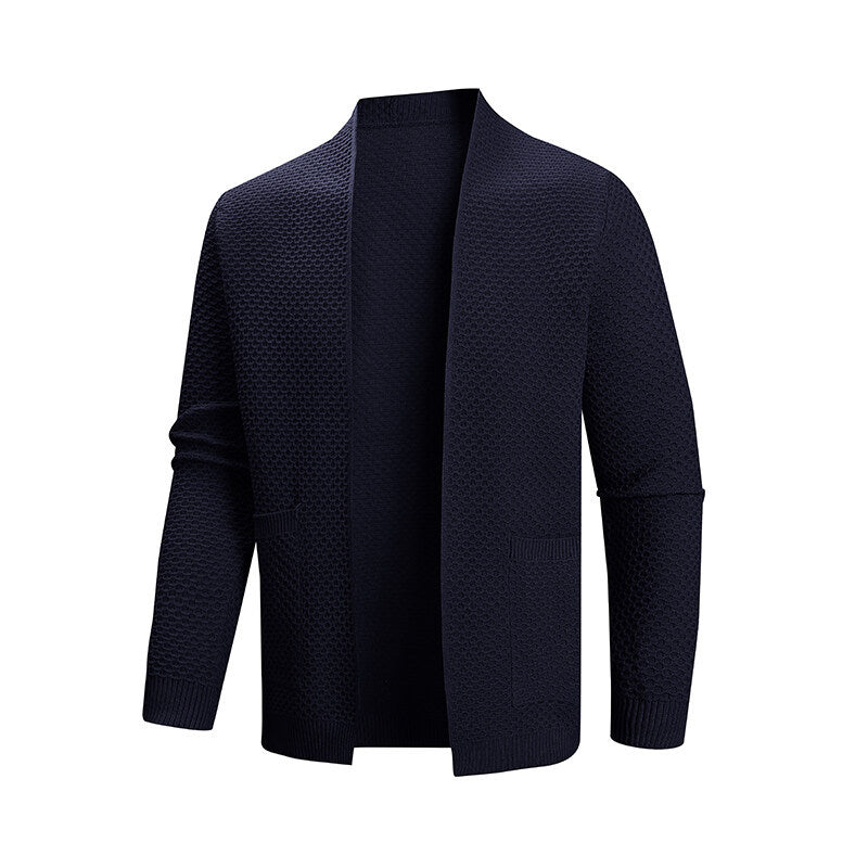 Herren Strickjacke mit modernem Strukturmuster und praktischen Taschen ModeGeist