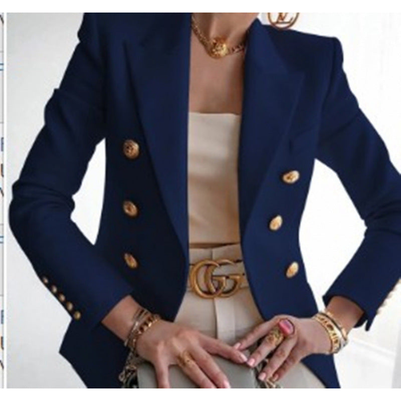 Damen Edler Blazer mit Goldknopf-Detail und klassischem Schnitt ModeGeist