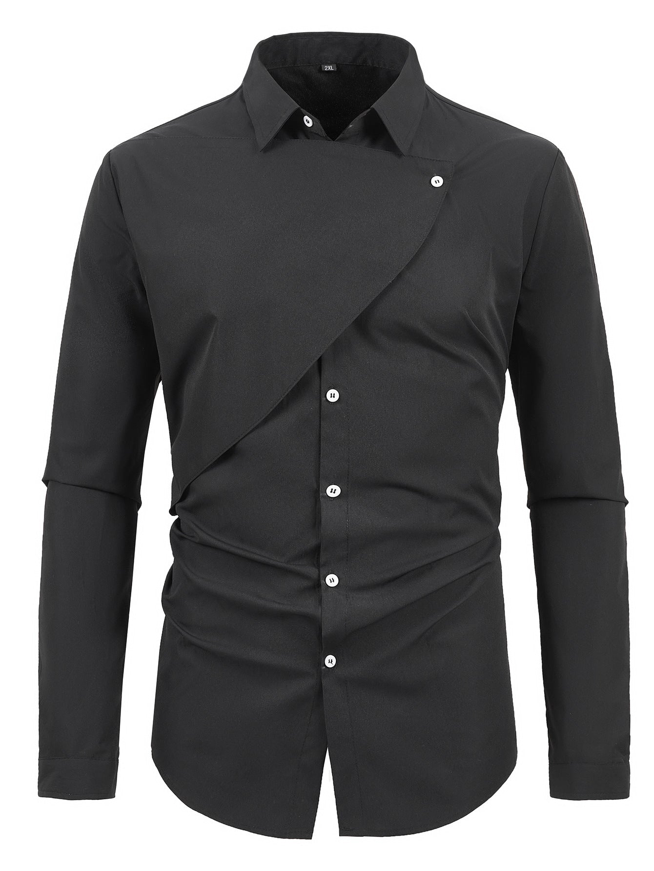 Herren Kreatives Langarmhemd mit asymmetrischem Design ModeGeist
