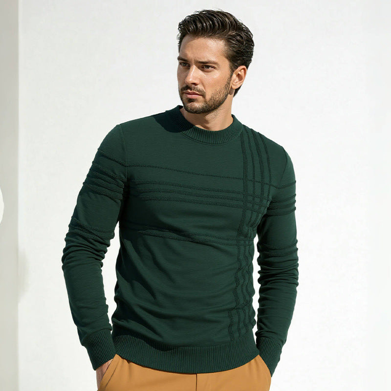 Herren Pullover mit modernem Strukturdesign und hohem Kragen ModeGeist