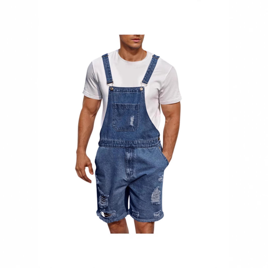 Modische Herren Denim Latzhose im Used-Look