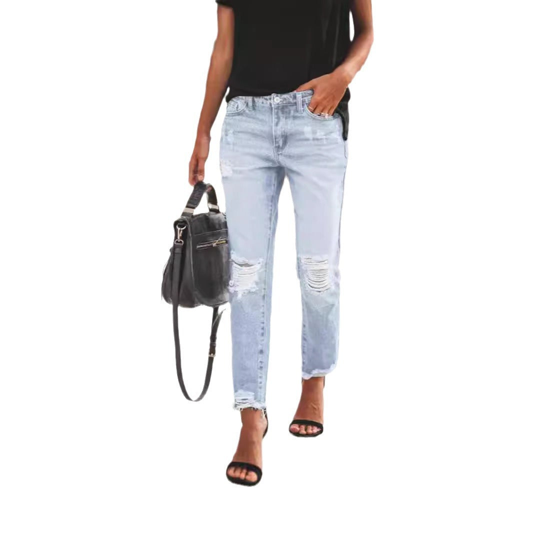 Damen Jeanshose mit modischen Destroyed-Details und bequemer Passform ModeGeist