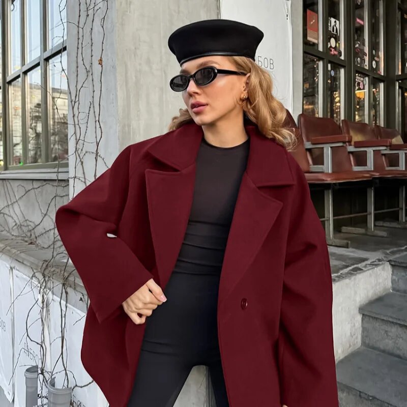Damen Modische Wickeljacke aus hochwertigem Material mit taillierbarem Gürtel ModeGeist