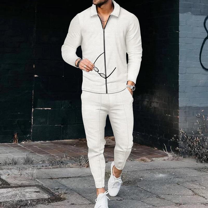 Herren modisches Freizeitanzug mit strukturiertem Oberteil und moderner Hose ModeGeist