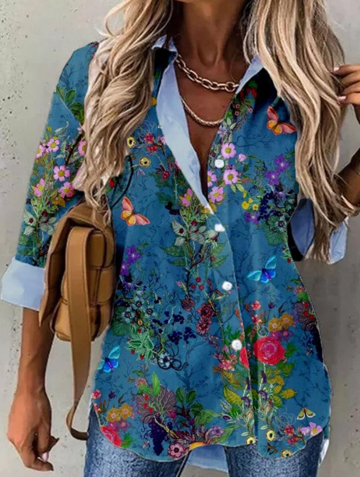 Elegante Bluse mit Blumenmuster und schickem Kragen von MODEGEIST