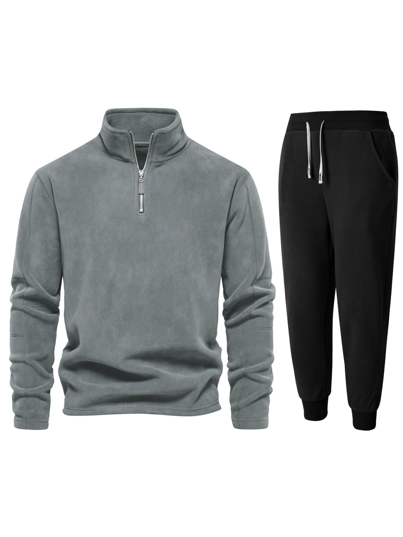 Herren Fleece-Oberteil mit kurzer Reißverschluss und bequemen Jogginghosen ModeGeist