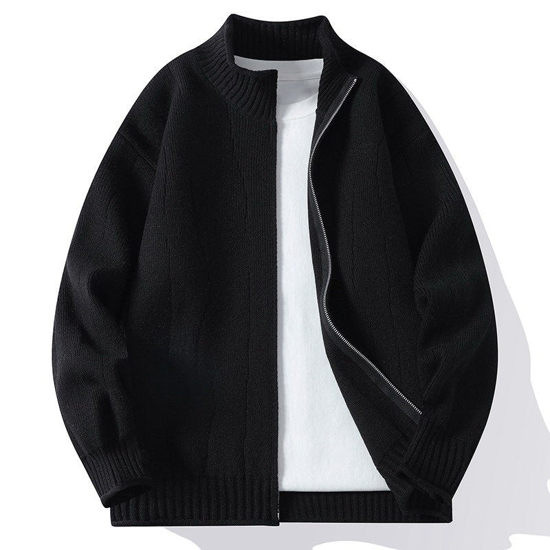 Herren Modische Strickjacke mit hochgeschlossenem Kragen und Reißverschluss ModeGeist