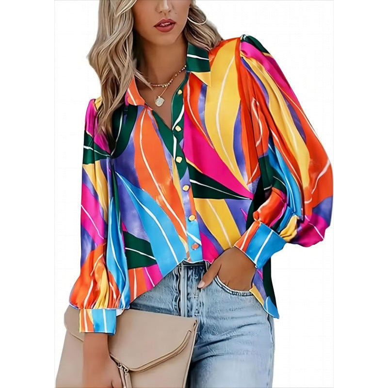 Damen auffällige Bluse mit strukturierten Ärmeln ModeGeist