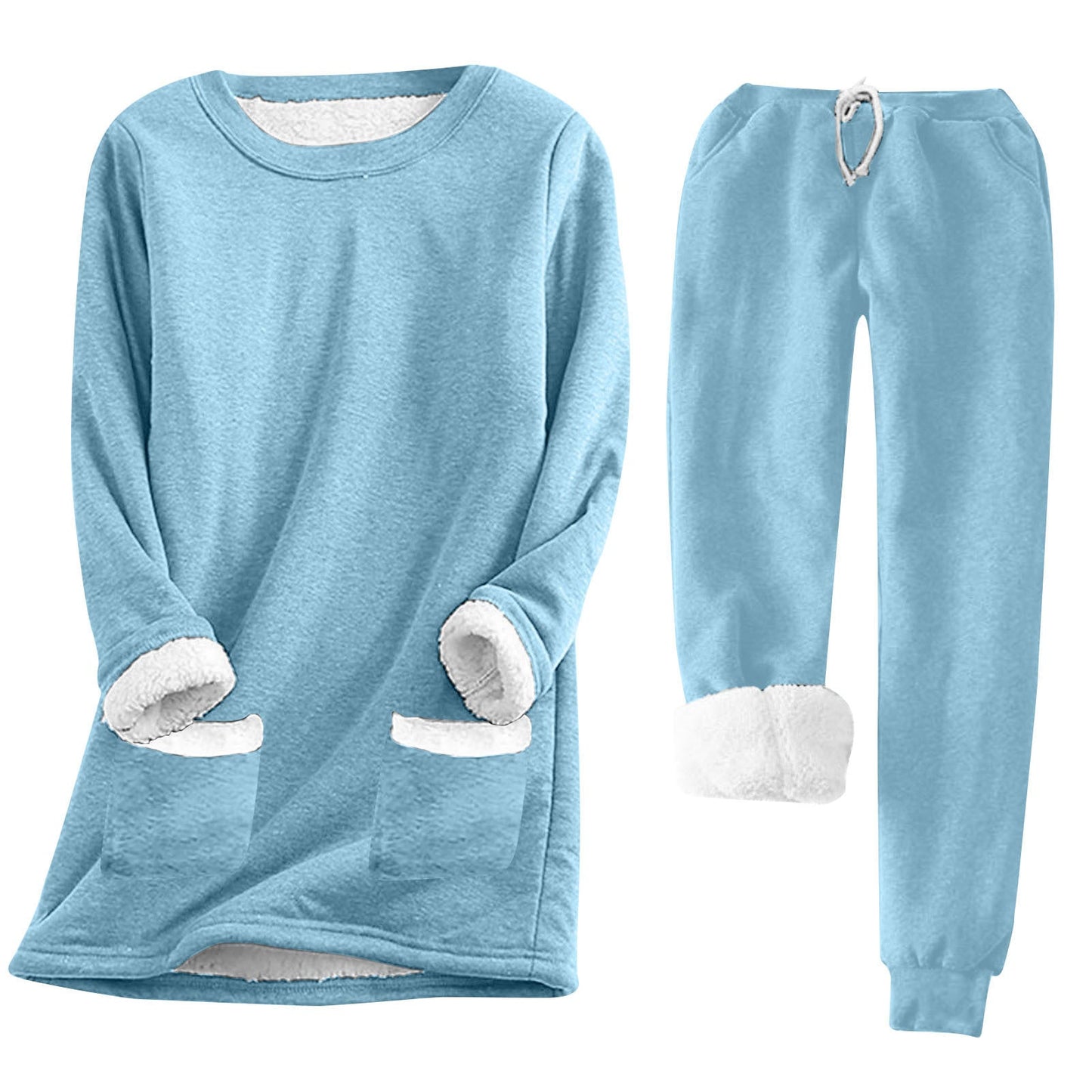 Damen Kuschelige Loungeanzug mit Fleece-Innenfutter und praktischen Taschen ModeGeist