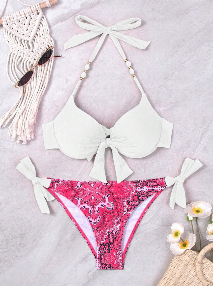 Bikini-Set für Damen mit modischem Band und Mustermix von MODEGEIST