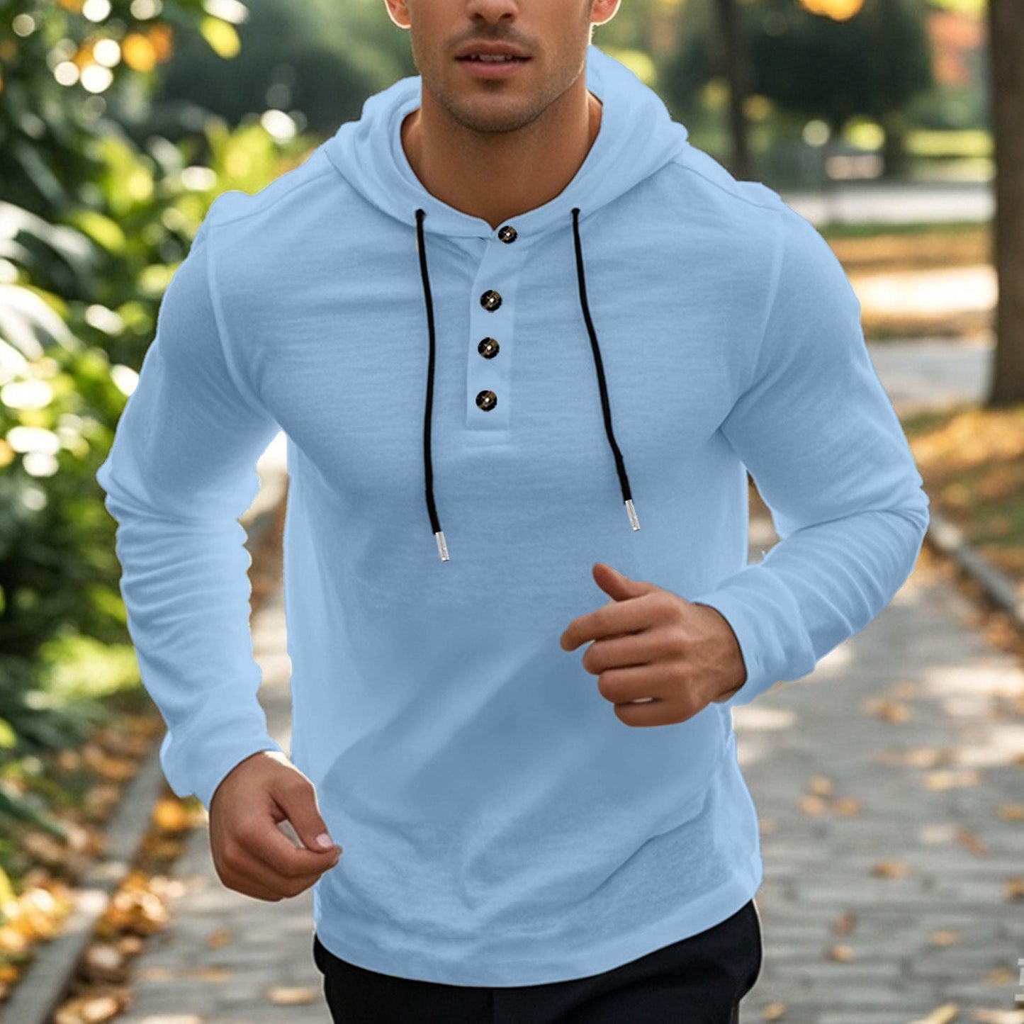 Herren sportlicher Hoodie mit Knopfleiste und funktionalen Taschen ModeGeist