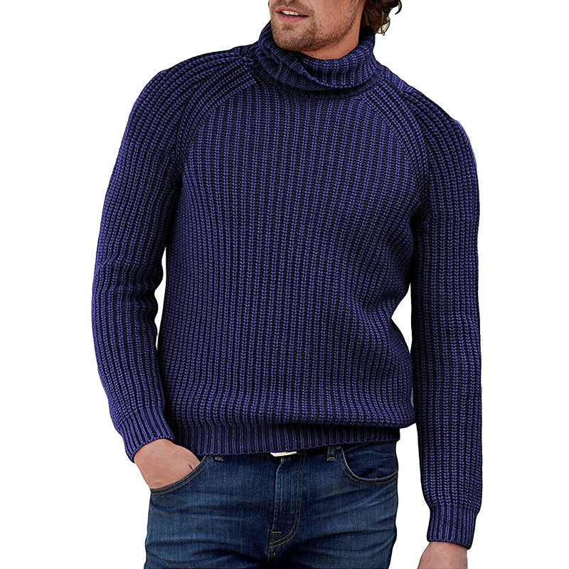 Herren Grobstrick Pullover mit hohem Kragen ModeGeist