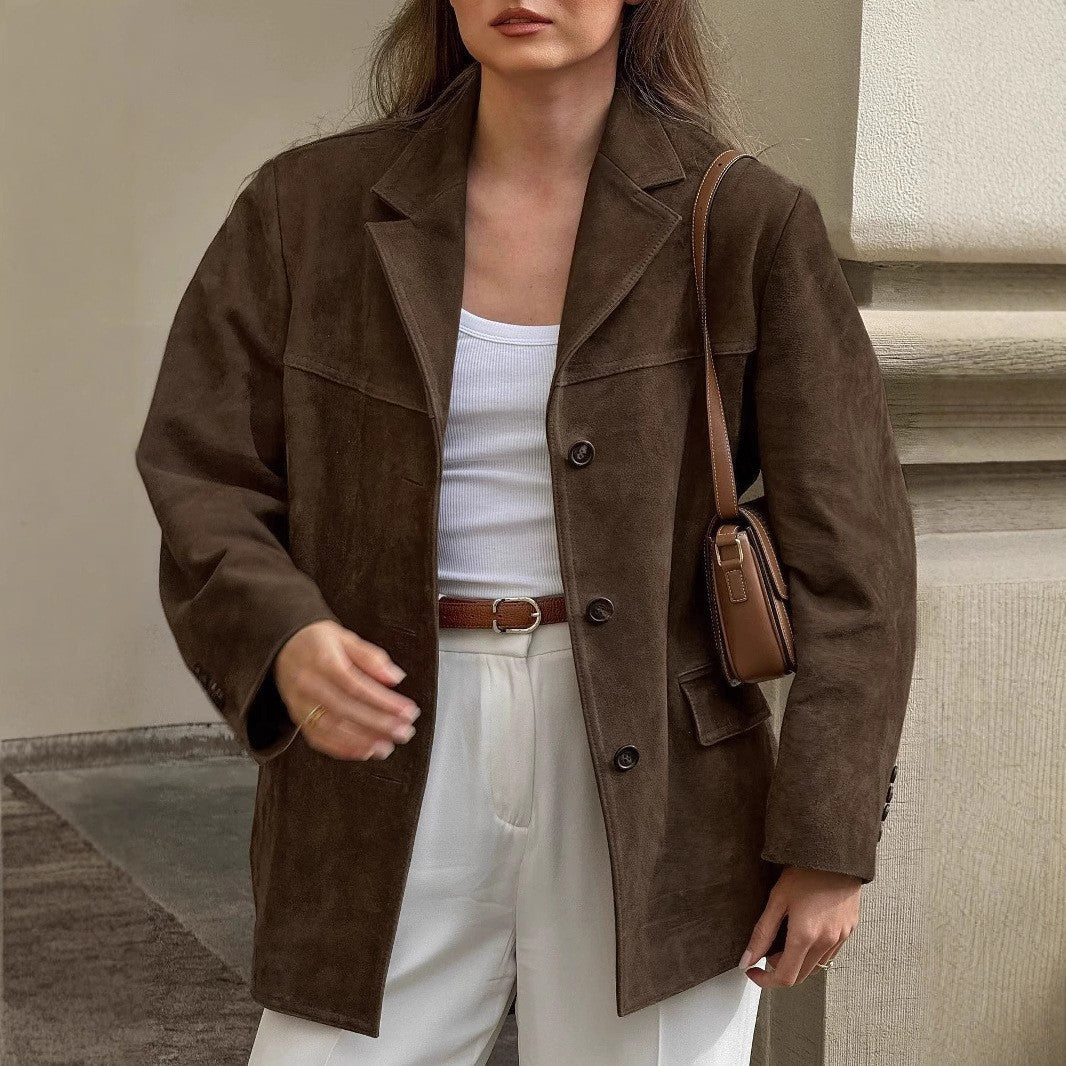 Damen elegante Wildlederjacke ModeGeist