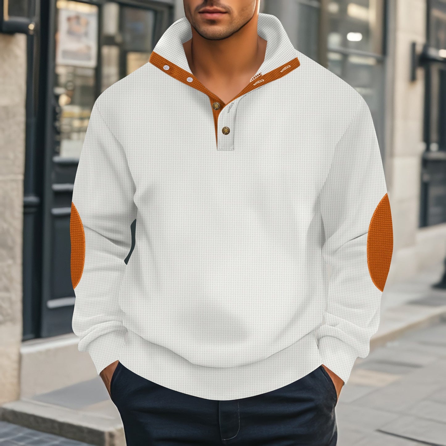 Herren Henley-Pullover mit strukturiertem Design und Kontrastakzenten ModeGeist