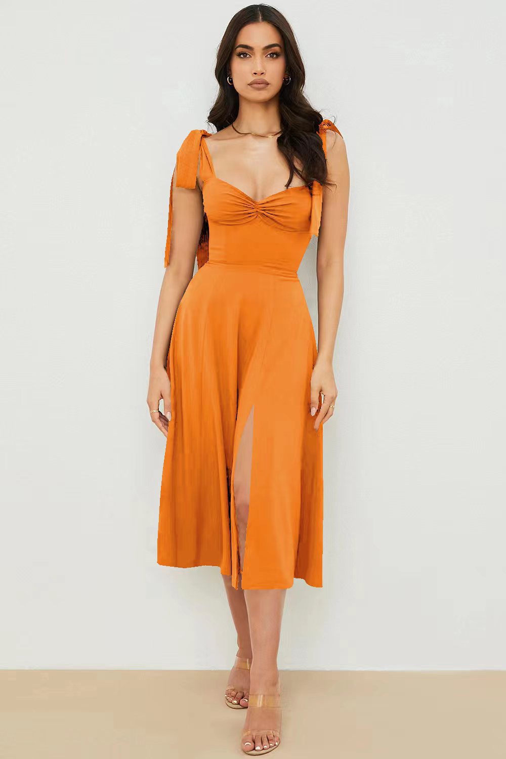 Modisches Damen Sommerkleid ohne Ärmel mit Schleifendetails