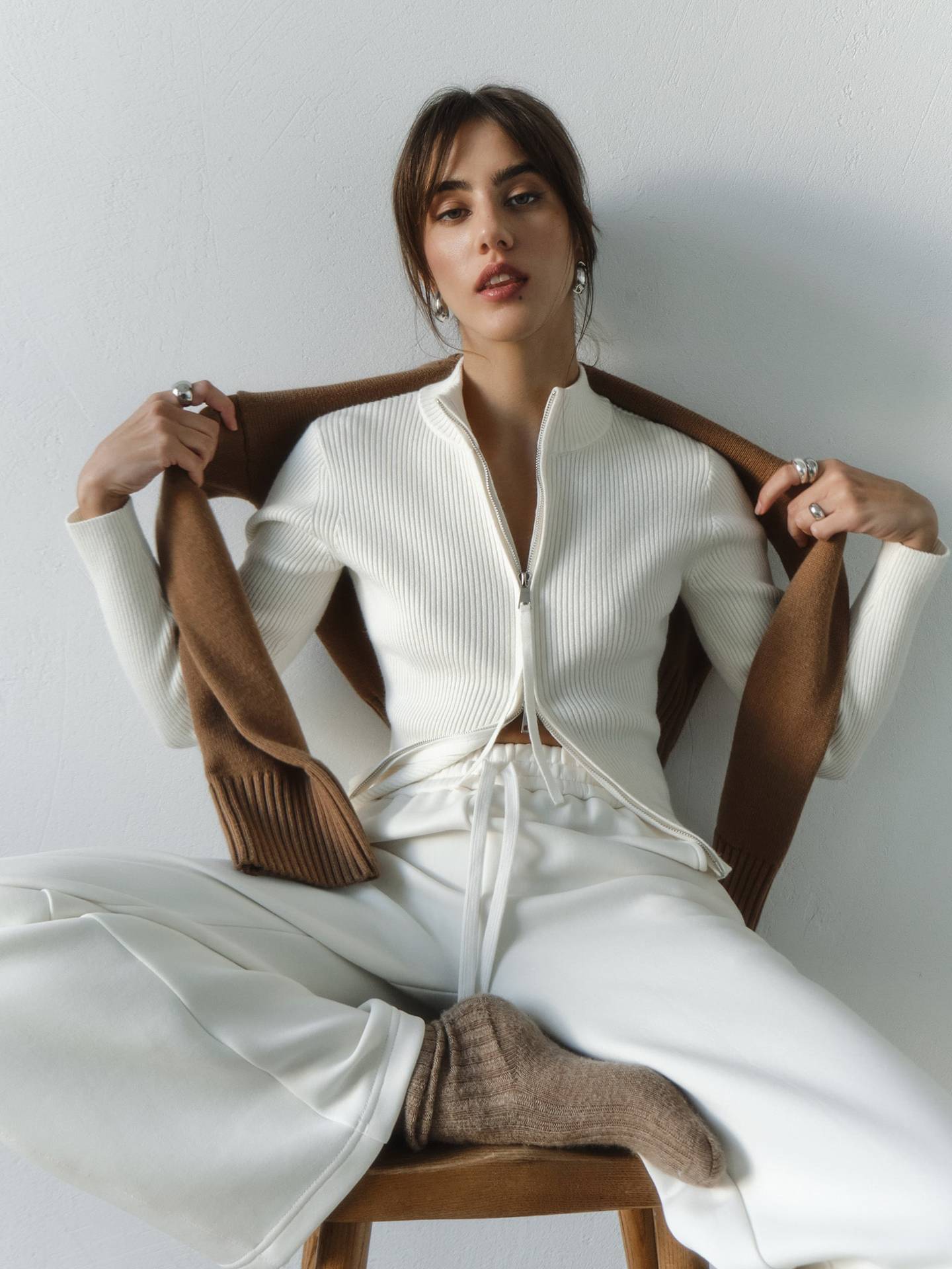 Damen Strickpullover mit hohen Kragen und Reißverschluss ModeGeist
