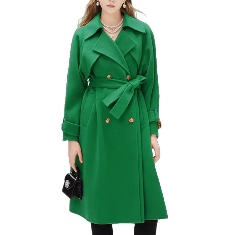 Damen gefütterter Trenchcoat mit großem Revers und Taillengürtel ModeGeist