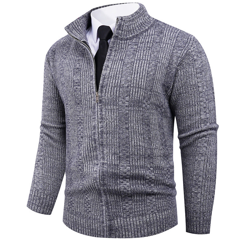 Herren Strickpullover mit Stehkragen und durchgehendem Reißverschluss ModeGeist