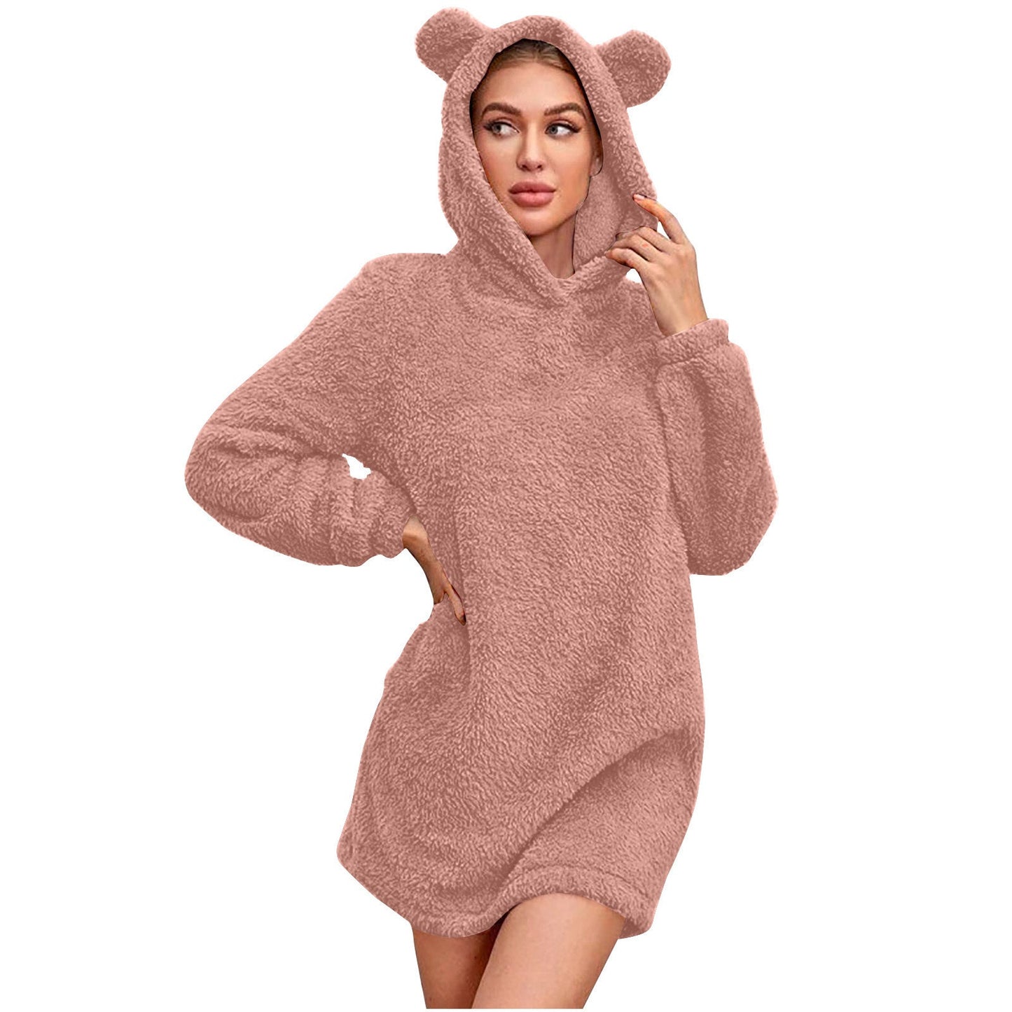 Damen Kuscheliger Hoodie mit Bärenohren ModeGeist