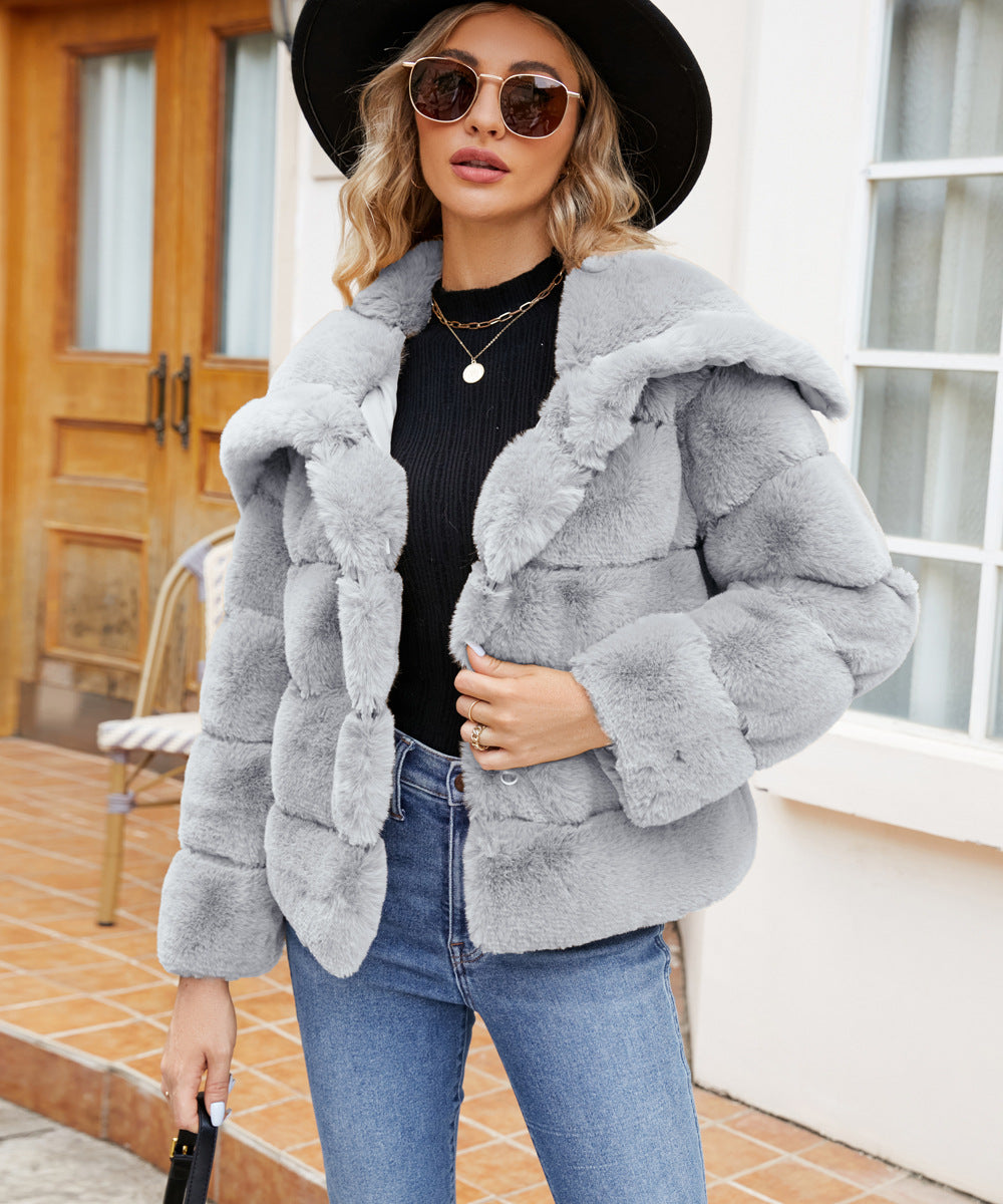 Damen Fleece-Puffjacke mit Kapuze ModeGeist
