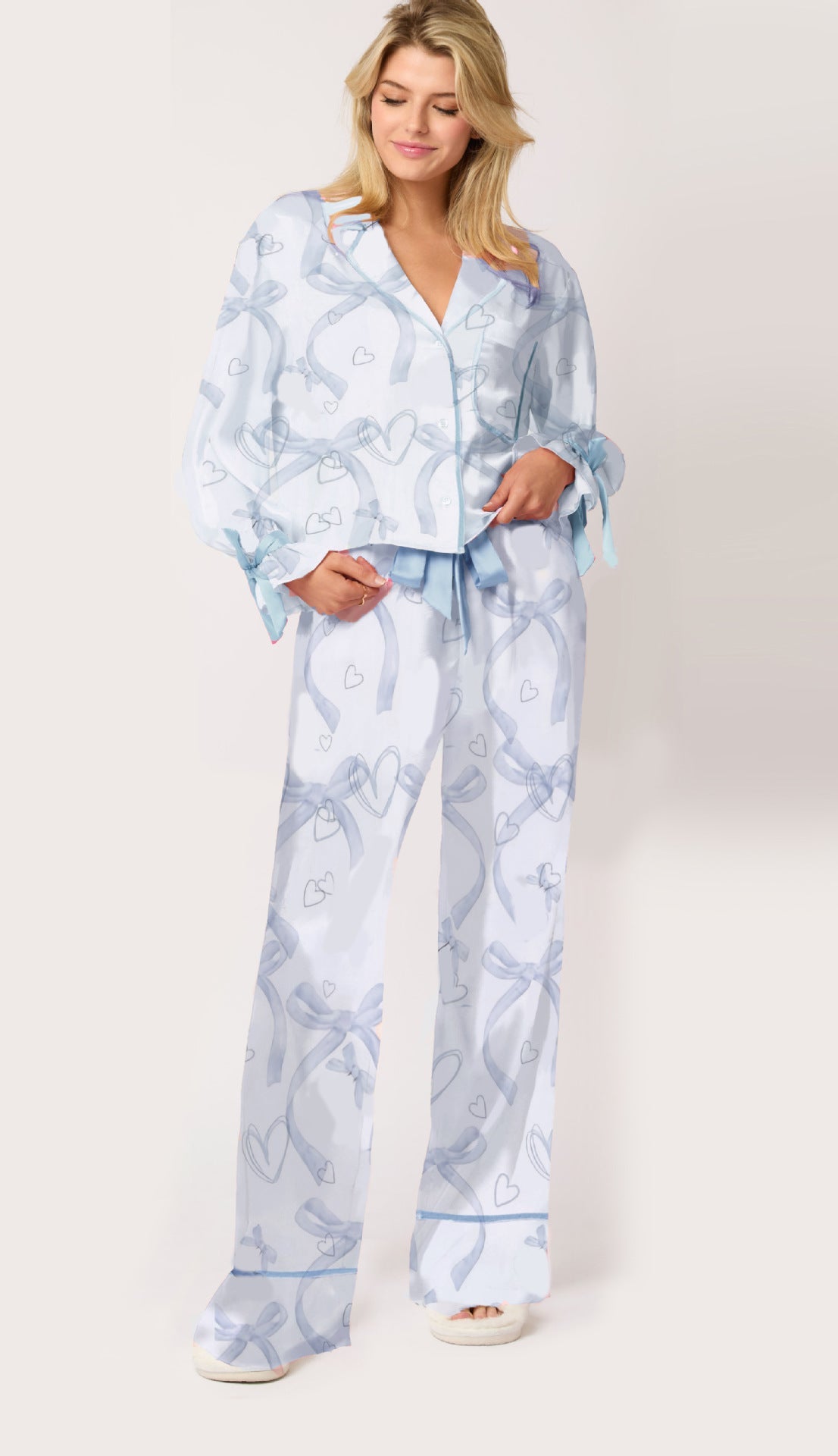 Damen Schlafanzug-Set mit niedlichen Schleifenmotiven ModeGeist