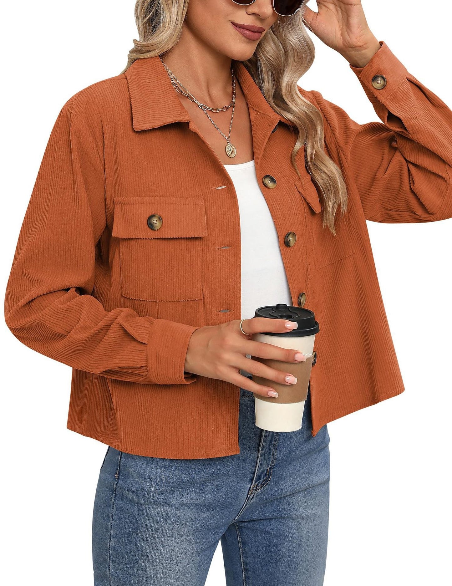 Damen Cordjacke mit zwei Brusttaschen ModeGeist