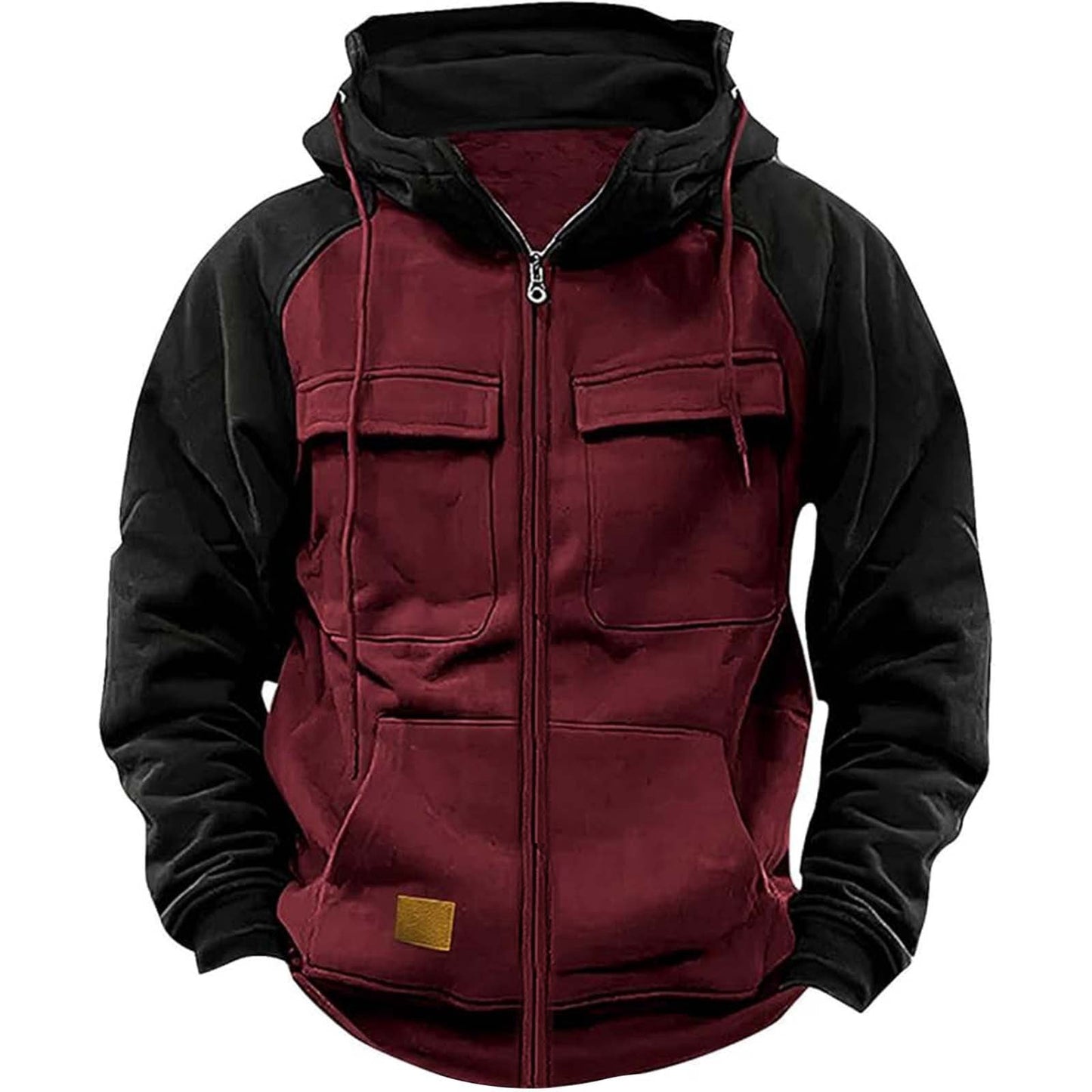 Herren Kapuzenjacke mit praktischen Vorder-Utility-Taschen und hohem Kragen ModeGeist