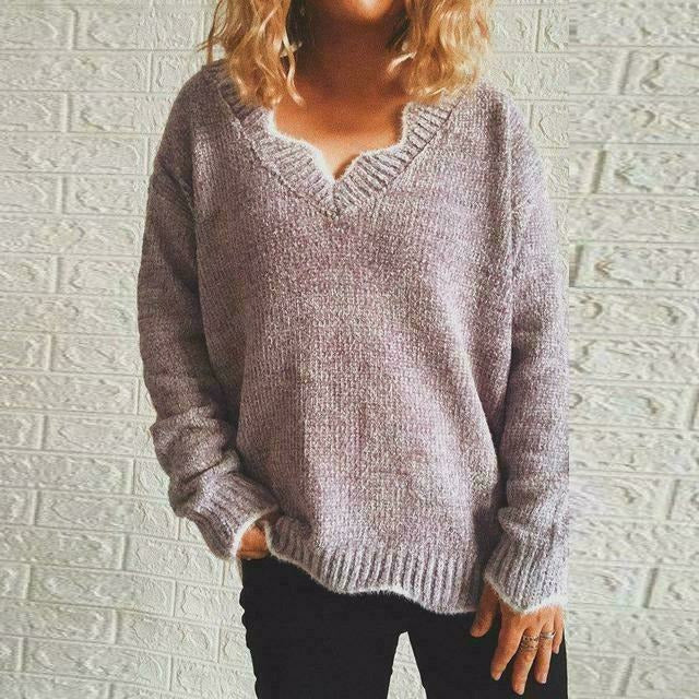 ModeGeist | Pullover - Damen Herbst Einfarbiger Lässiger Pullover