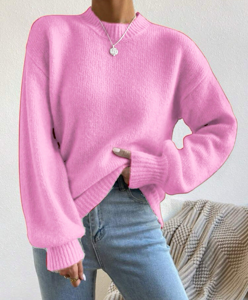 Damen Modischer Pullover mit hochgeschlossenem Ausschnitt und strukturiertem Strick ModeGeist