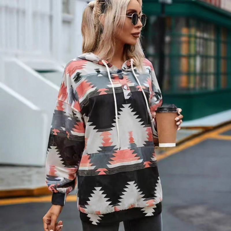 Damen Relaxed Fit Bohemian Grafik Hoodie ModeGeist