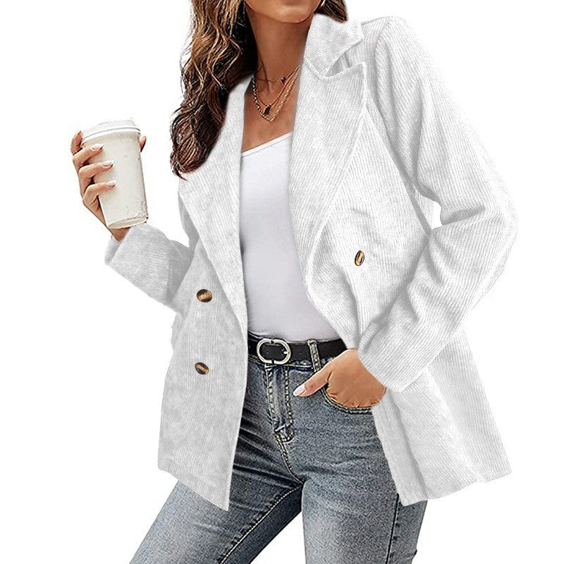 Damen Cordjacke im modernem Schnitt mit schickem Revers und zwei praktischen Taschen ModeGeist