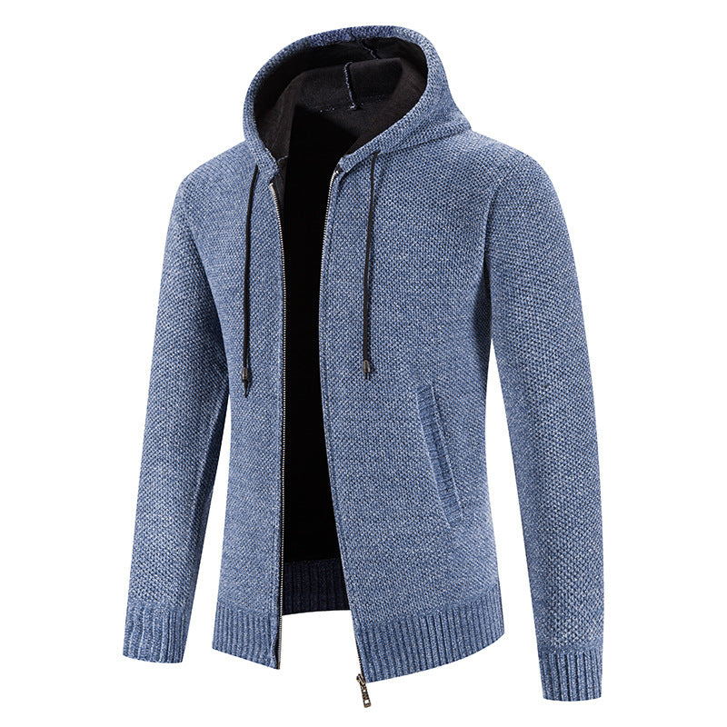 Herren Strickjacke mit Kapuze und strukturiertem Design ModeGeist