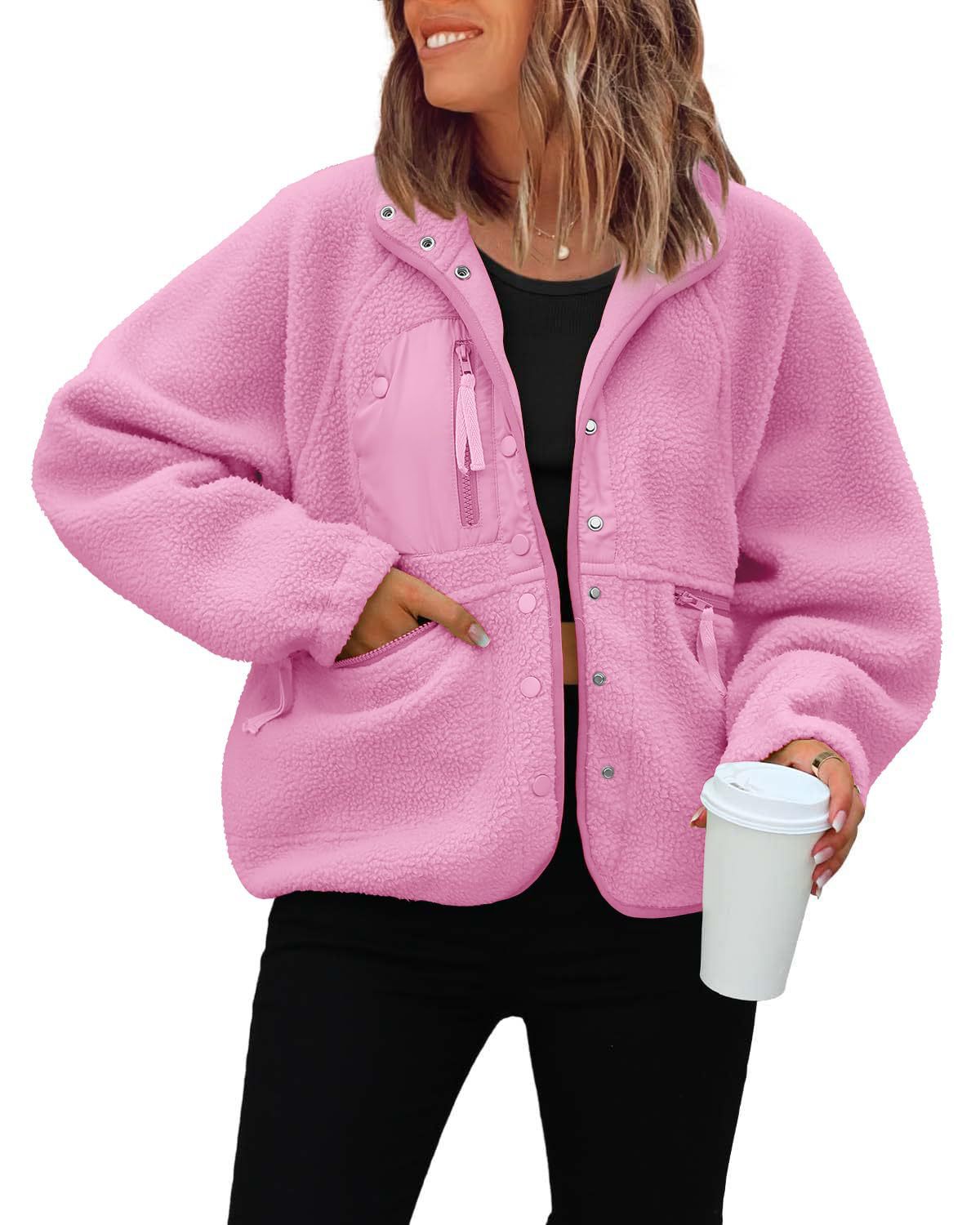 Damen kuschelige Fleecejacke mit praktischen Taschen ModeGeist
