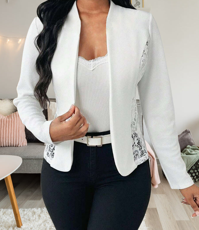 Damen elegante Blazerjacke mit Spitzenakzenten ModeGeist