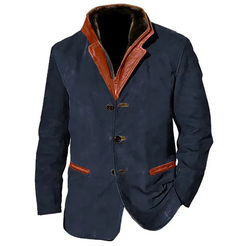 Herren elegante Wildlederjacke mit Kontrastdetails ModeGeist